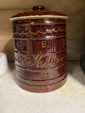 Marcrest Daisy Dot Stoneware Cookie Jar 1950s Vintage, 3 Plates, One Mixing Bowl picture