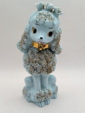 VTG California Creations by Bradley MCM Ceramic Spaghetti Blue Poodle Vanity Dog picture