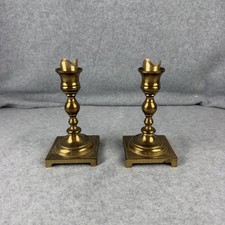 2 Vtg Solid Brass Taper Candle Candlesticks Holders 6