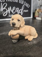 Vintage 1996 Living Stone Yellow Lab Puppy Figurene Duck Decoy Figurine 6