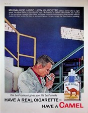 Camel Cigarettes 1958 Print Ad Lew Burdette Milwaukee Braves Baseball picture