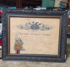 Founders and Patriots of America Signed Membership Certificate 1901 Framed picture