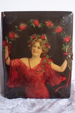 Vtg/Atq Victorian Celluloid/Velvet PHOTO ALBUM with 19 Cabinet Tin Type Photos picture