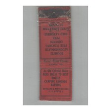1920s Union Quality Matchbook Cover Great Elms Farm Tourist Rooms Danby VT picture