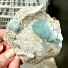 216G Rare transparent blue cubic fluorite mineral crystal sample/China picture