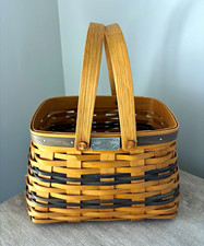 Gerald E Henn Special Collector’s Edition Handwoven Basket Navy Blue Accent picture