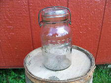 Vintage Foster Sealfast 1 qt Clear Embossed Glass Wire Lid Jar picture