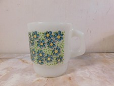 Fire King Anchor Hocking USA Blue Yellow Daisy Mug D Handle picture