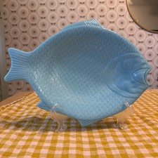 Martha Stewart Blue Milk Glass Fish Plate LE Smith for Martha By Mail picture