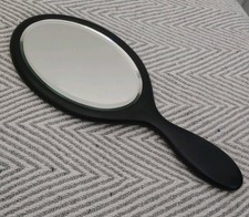 Vintage/Antique Black Real Ebony France Hand Mirror Bevelled Glass 30 x 12.5 cm  picture