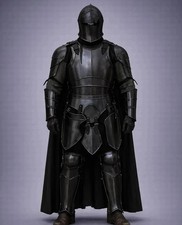Wearable Black Barbuta Knight Armor Suit | 18 Gauge Steel, LARP Cosplay Costume picture