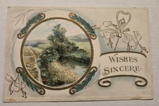 Wishes Sincere Antique Embossed Used Postcard Posted 1912 Y-1  picture