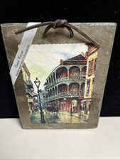 FRENCH QUARTER New Orleans Hand Crafted Roofing SLATE Wall Decor 7”X9” picture