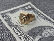 Vintage SIGMA CHI Fraternity Badge Signet Ring - 10K Gold - Sz 9.5 - 11.7g picture