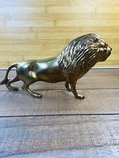 Vintage Solid Brass Lion Figurine Cat ~ 10.5” Long picture