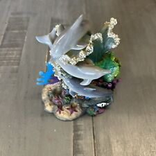Dolphins Playing In Surf w/ Fish, Starfish, & Coral Figurine  picture