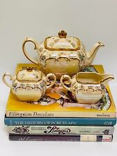 Vintage Sadler Cube Teapot Sugar Bowl Creamer, Tea set, Pearl Lustre, Iridescent picture