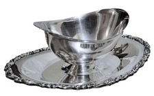 Silverplate GRAVY BOAT, Sauce, Oneida, Classical Border, 10