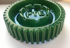 Vintage Haeger Green Glaze Cigar Ashtray MCM Transmission Gear Form picture