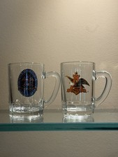 Lot of 2 Anheuser-Busch Bud Beer Mug Shot Glasses Stein St Louis MO Logo Barware picture