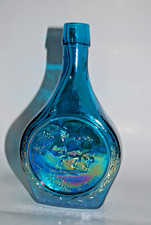 Vintage 1971 NASA Apollo 14 Wheaton Glass Bottle - Blue Carnival Iridescent picture