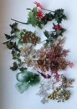 Lot of ~40 Christmas Picks: sprigs of holly, poinsettias, etc.- FAST SHIPPING picture