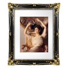 SIMON'S SHOP 11x14 Vintage Black Picture Frame with Mat, Baroque Style picture