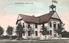Antioch IL Illinois High School Schoolhouse Early 1900s Campus Vtg Postcard H21 picture