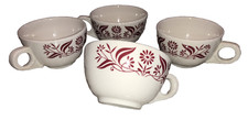 HOMER LAUGHLIN BEST CHINA 1970s CUSTOM LOT OF 4 CUPS RED DAISIES  RESTAURANT EUC picture