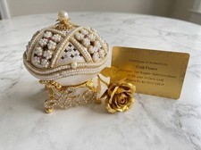 Love Faberge Egg Natural Carved Fabergé Egg Musical & Pure Gold Rose Anniversary picture