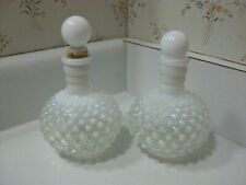  Vintage White Clear Milk Glass Hobnail Opalescent FENTON Ribbed Perfume Bottles picture