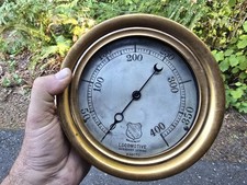 Antique Steam Locomotive Spring Gauge Ashcroft Brass Large Heavy picture