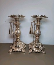 Vintage Baroque Hollywood Regency Gold Tone Candle Floral Holders Set Of 2  picture