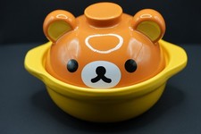 San-X Japan RILAKKUMA Face-shaped Clay Pot Ceramic Bowl Lid Kawaii Bear picture