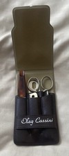 Vintage Oleg Cassini Men’s 5 Piece Travel Manicure Kit in Brown Pouch picture