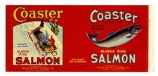 Coaster Brand Salmon Can Label - Seattle Washington picture