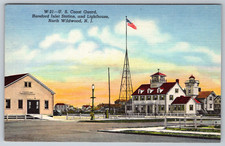 c1940s US Coast Guard Hereford Inlet Lighthouse Wildwood NJ Postcard picture