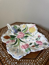 Vintage Blue Ridge China Floral Handled Leaf Shaped Plate Southern Potteries picture