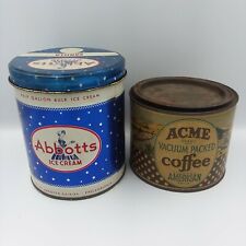 Vintage Abbott's Ice Cream Container & Acme Coffee Canister picture
