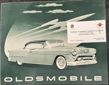 1954 Oldsmobile Sales Brochure Fold Out Catalog w Cadillac Boston Business Card picture