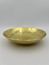 Vintage Solid Brass Shallow Engraved Etched Floral Design Asian Bowl  8” picture