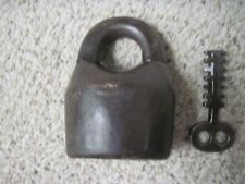 Antique  Large Scandinavian Jail House Lock/Padlock with Key / Star on Bottom picture