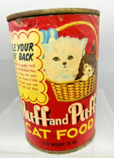 1949 Huff and Puff Cat Food Tin Can Reedville VA TCS Co Advertising Decor Empty picture