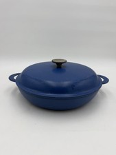 Vintage Le Creuset 30 Blue shallow Braiser Saute Pan  Lid Enamel Cast Iron 12