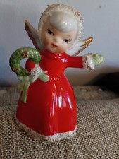 Vintage Norcrest Christmas Angel Bell Holding Wreath picture