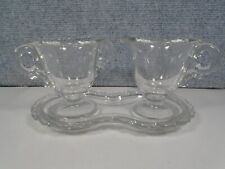 VINTAGE FOSTORIA CENTURY CLEAR GLASS CREAM AND SUGAR ON TRAY picture