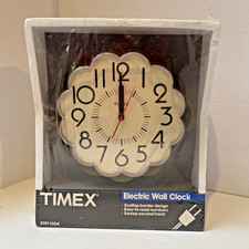Vintage Brown Floral Shape Timex Electric Wall Clock*New picture