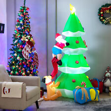 7 FT Inflatable Christmas Santa Claus Climbing Tree Chased by Dogs for Party picture