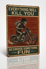 Funny Biker Metal Tin Sign Vintage 7.8 x 11.78 inches Motorcycle Wall Decor picture