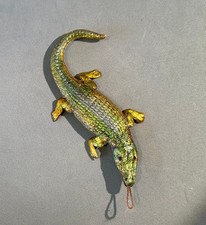 Antique German iridescent ALLIGATOR DRESDEN 3 D Double sided Christmas Ornament picture